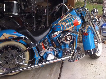 Harley Softail Motorcylce With Skeleton And Rose Grateful Dead Unique 24x48 Other - Stanley Mouse Harley Softail Motorcylce With Skeleton And Rose Grateful Dead Unique 24x48 Other - Stanley Mouse