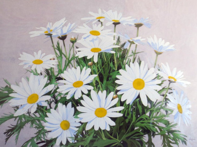 Daisies Watercolor 1975 28x35 Watercolor by Stephen Stavast
