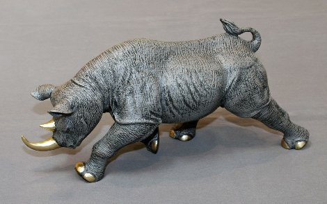 Black Rhinoceros Bronze Sculpture 2016 17 in Sculpture - Barry Stein