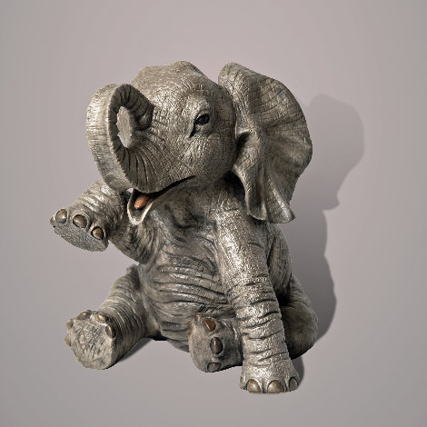 Gaia, The Baby Elephant Bronze Sculpture 2020 9 in Sculpture - Barry Stein