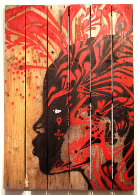 Untitled #5 (Black With Red) 45x32 Huge Original Painting by  Stinkfish