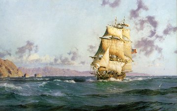 Santa Barbara the Brig Pilgrim Leaving For Monterey 1978 Limited Edition Print - John Stobart Santa Barbara the Brig Pilgrim Leaving For Monterey 1978 Limited Edition Print - John Stobart