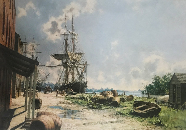 Georgetown: Vessels At the Potomac Wharf in 1842 Limited Edition Print by John Stobart