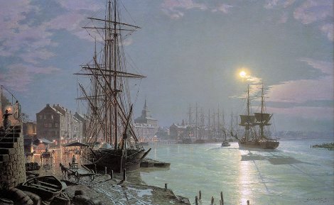 Savannah - Moonlight Over the Savannah River - 1850 - Georgia Limited Edition Print - John Stobart