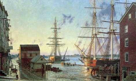 Portsmouth, Merchant Row Overlooking Piscataqua River 1828 1987 Limited Edition Print - John Stobart