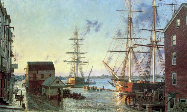 Portsmouth, Merchant Row Overlooking Piscataqua River 1828 1987 Limited Edition Print by John Stobart Portsmouth, Merchant Row Overlooking Piscataqua River 1828 1987 Limited Edition Print by John Stobart