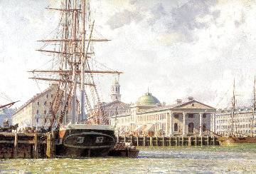 Boston Faneuil Hall From the East 1825 Limited Edition Print - John Stobart Boston Faneuil Hall From the East 1825 Limited Edition Print - John Stobart