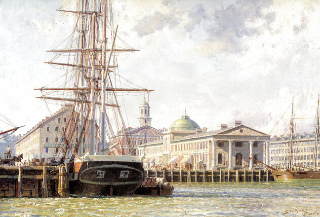 Boston Faneuil Hall From the East 1825 - Massachusetts Limited Edition Print by John Stobart