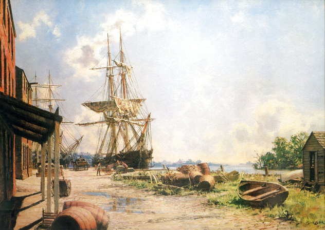 Georgetown Vessels at the Potomac Wharf in 1842 - Maryland Limited Edition Print by John Stobart