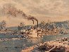 Chattanooga: Ross’s Landing Flatboats on the Tennessee River in 1848 1992 - Huge Limited Edition Print by John Stobart - 3