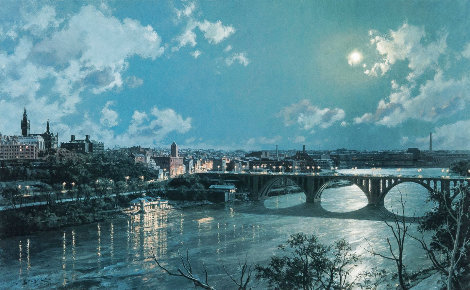 Georgetown Midnight on the Potomac River - Washington DC Limited Edition Print - John Stobart