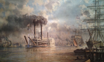 New Orleans, The J.M. White Mistress of the Mississippi Leaving the Crescent City in 1887  Limited Edition Print - John Stobart