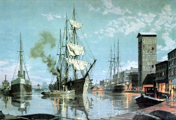 Cleveland Arrival on Cuyahoga CA 1876 Limited Edition Print - John Stobart