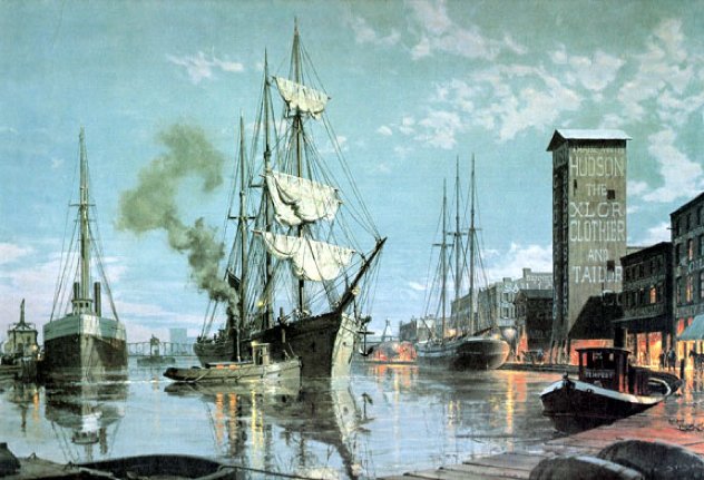 Cleveland Arrival on Cuyahoga CA 1876 Limited Edition Print by John Stobart