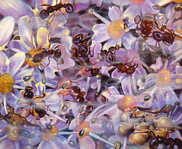 Dino Ants 1991 8x9 Original Painting - Brett Livingstone Strong