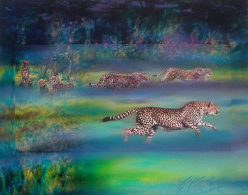 Cheetahs Running PP 1997 Limited Edition Print - Brett Livingstone Strong Cheetahs Running PP 1997 Limited Edition Print - Brett Livingstone Strong