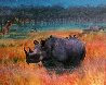 Rhino Watercolor 1998 36x48 Huge Watercolor by Brett Livingstone Strong - 2