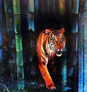 Tiger Watercolor  1998 36x48 Watercolor - Brett Livingstone Strong