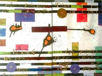 Pentagram Diptych 2014 46x30 Original Painting - Eduardo Suarez Uribe-Holguin Pentagram Diptych 2014 46x30 Original Painting - Eduardo Suarez Uribe-Holguin
