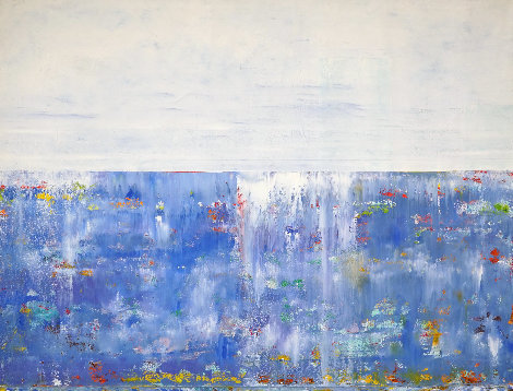 Blue Horizon 2015 32x42 Huge Original Painting - Eduardo Suarez Uribe-Holguin
