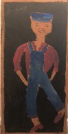 Man in Overalls Unique 1990 48x24 Other by Jimmy Lee Sudduth - 1
