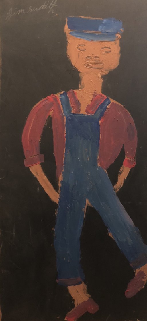 Man in Overalls Unique 1990 48x24 Other by Jimmy Lee Sudduth