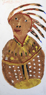 Indian Portrait 24x48 Huge Original Painting - Jimmy Lee Sudduth Indian Portrait 24x48 Huge Original Painting - Jimmy Lee Sudduth