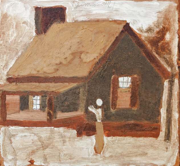 Untitled Farmhouse - 20x20 - Mixed Media on Wood by Jimmy Lee