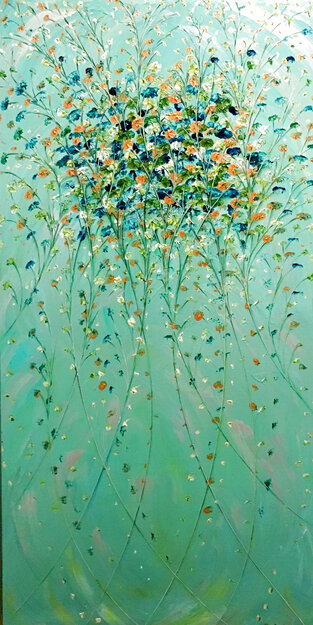 Spirit Sky 73x34 - Oil on Canvas - Huge Mural Size Original Painting - Pamela Sukhum