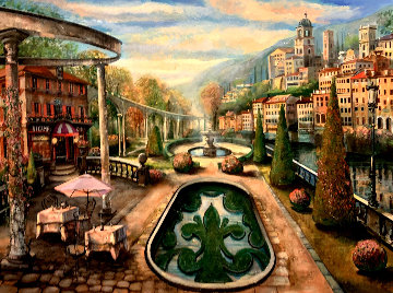 View At Mount Pelmo 45x65 Huge Original Painting - Vadik Suljakov View At Mount Pelmo 45x65 Huge Original Painting - Vadik Suljakov