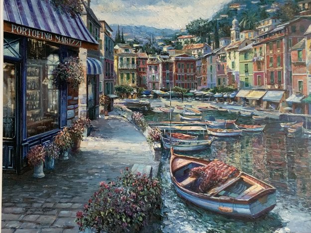 Portofino Marizzi 1999 46x58 Huge Original Painting - Vadik Suljakov