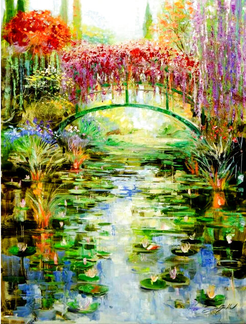 Reflections At Giverny 30x40 - Huge - France Original Painting by Vadik Suljakov