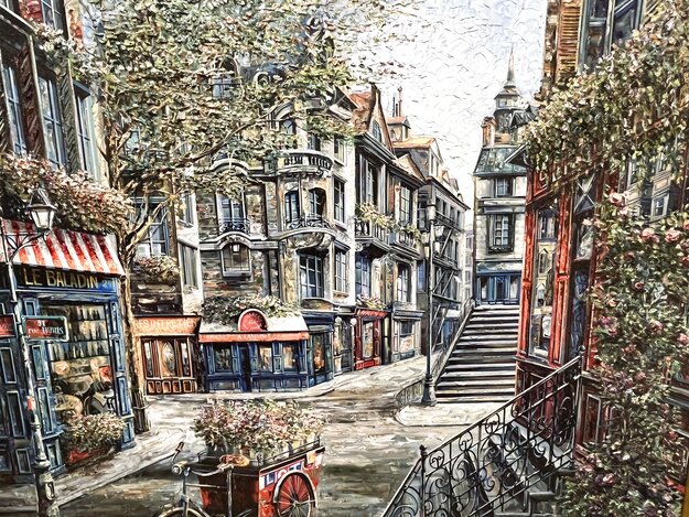 Flower Cart 1999 Limited Edition Embellished Giclee on Canvas by