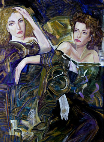 Sisters on the Town 36x48 Huge Original Painting - Vadik Suljakov