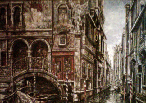 Venice 2008 44x63 Huge Mural Size - Italy Original Painting - Vadik Suljakov