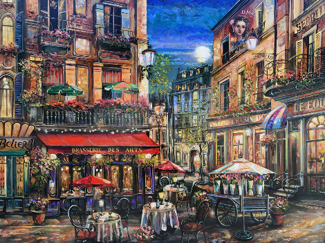 Brasserie des Arts, 2005 36x48 - Huge - Paris, France Original Painting - Vadik Suljakov