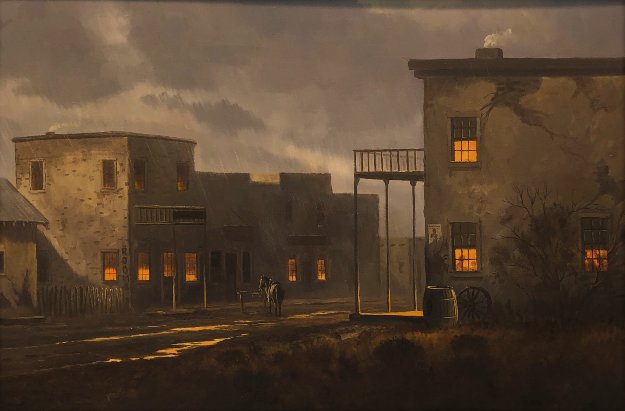 Untitled Original Painting Western Town After A Fresh Rain 24x36