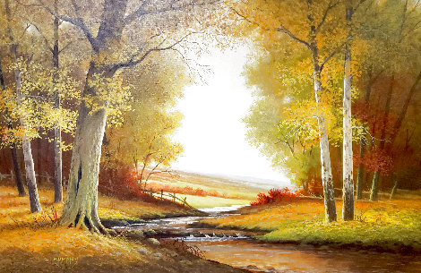 Untitled Autumn Glow 1978 33x44 - Huge Original Painting - Charles Summey