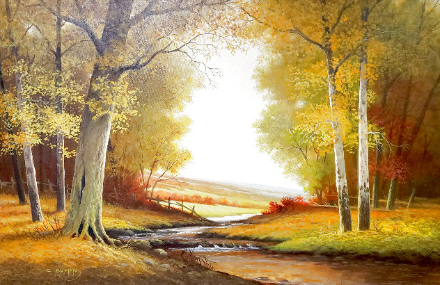 Untitled Autumn Glow 1978 33x44 - Huge Original Painting by Charles Summey