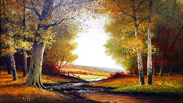 Untitled (Autumn Glow) 1978 33x44 Huge Original Painting - Charles Summey