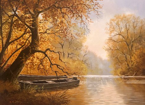 Untitled Autumn Landscape 25x31 Original Painting - Charles Summey