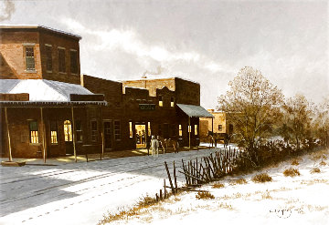 Untitled - Western Town After a Snow 1990 33x45 Huge Original Painting - Charles Summey Untitled - Western Town After a Snow 1990 33x45 Huge Original Painting - Charles Summey