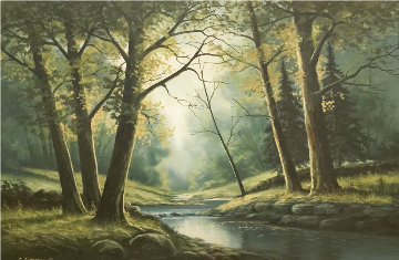 Untitled (Landscape) Painting 1970 30x41 Huge Original Painting - Charles Summey Untitled (Landscape) Painting 1970 30x41 Huge Original Painting - Charles Summey