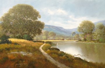 Untitled (Springtime River Trail) 32x44 Original Painting - Charles Summey