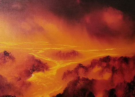 Lava Flow 1980 23x35 Original Painting - George Sumner