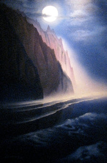 Napali Moon 1992 42x30 Maui Huge Original Painting - George Sumner Napali Moon 1992 42x30 Maui Huge Original Painting - George Sumner