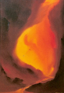 Red Sunset 1975 37x25 Original Painting - George Sumner