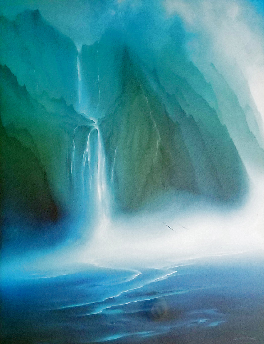 Kauai Falls 1986 Lithograph on Paper 30x26 by George Sumner