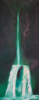 Waterfall 1973 60x24 Huge Original Painting - George Sumner Waterfall 1973 60x24 Huge Original Painting - George Sumner
