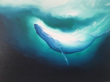 Humpback Whale 1980 30x40 Original Painting - George Sumner Humpback Whale 1980 30x40 Original Painting - George Sumner